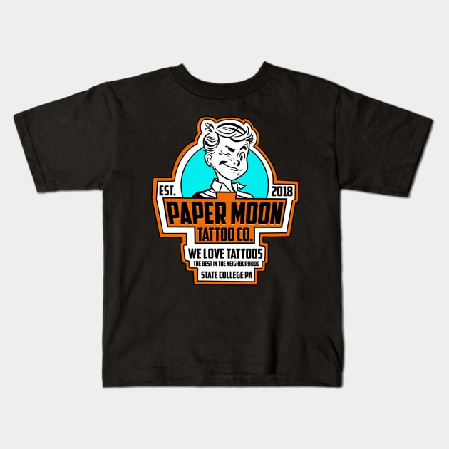 Retro Paper Moon Kids T-Shirt by PaperMoonTattooCo